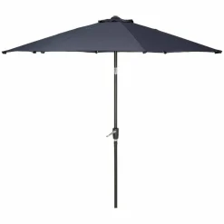Global Industrial Outdoor Umbrella with Tilt Mechanism, 102" Span, 94" Long, Navy Blue Canopy, Black Handle