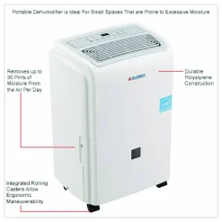 Global Industrial Portable Dehumidifier, 9.62 x 9.62 x 19.68, White