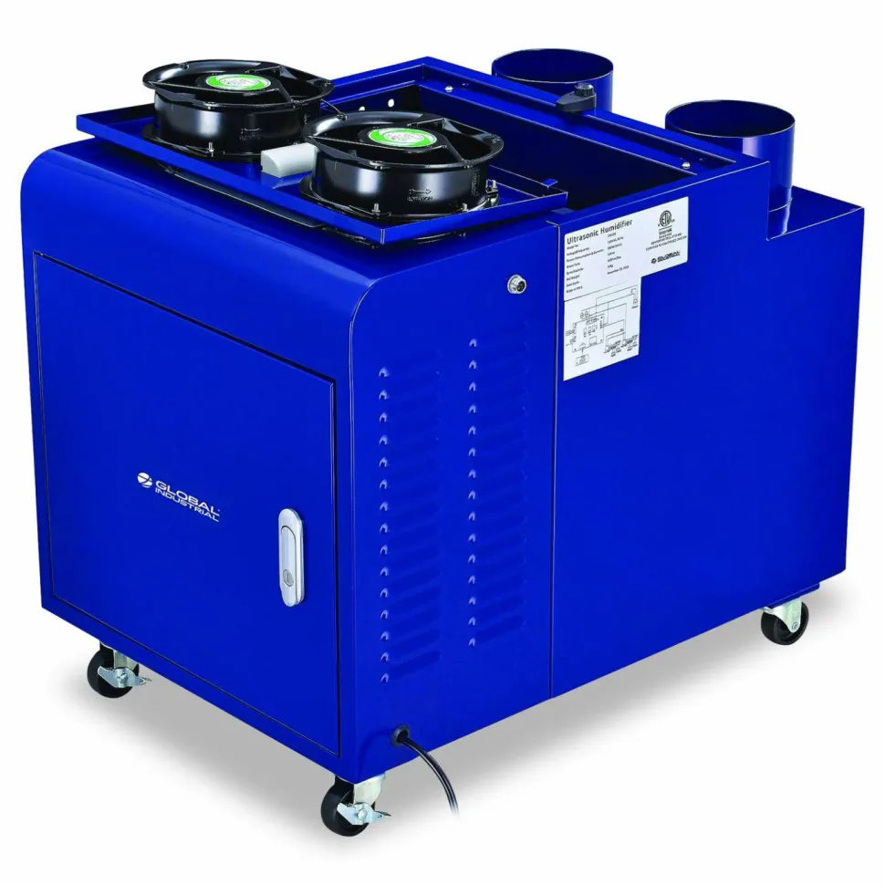 Global Industrial Ultrasonic Humidifier, Cool Mist with Dual Output, 53 pt Tank Capacity, 18.25 x 24.75 x 22.25, Blue