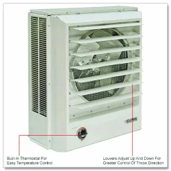Global Industrial Unit Heater Horizontal or Vertical Downflow, Multi-Watt, 7,500 W, 19 x 8.5 x 21.43, White