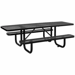 Global Industrial ADA Compliant Expanded Steel Picnic Table, Rectangular, 96 x 60 x 29.5, Black Top and Base