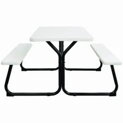 Global Industrial Blow-Molded Plastic Picnic Table, Rectangular, 72 x 60 x 30, White Top, White Base/Legs