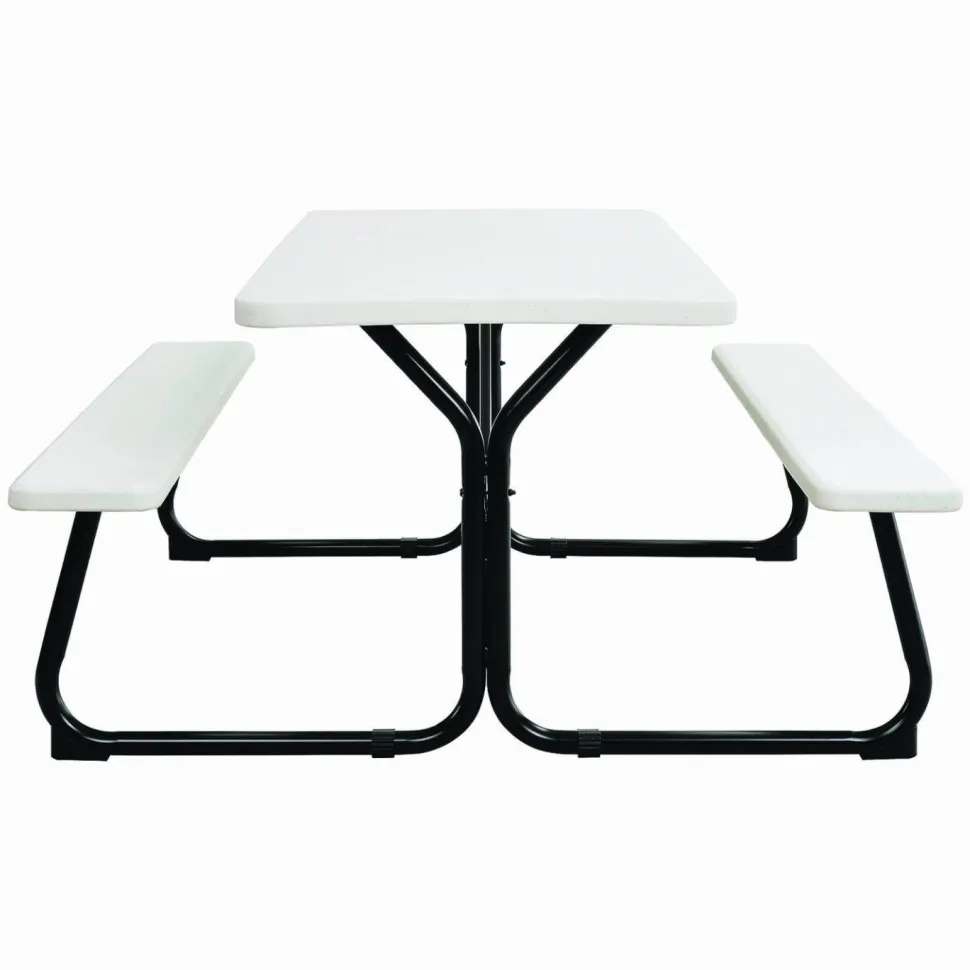 Global Industrial Blow-Molded Plastic Picnic Table, Rectangular, 72 x 60 x 30, White Top, White Base/Legs