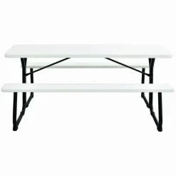 Global Industrial Blow-Molded Plastic Picnic Table, Rectangular, 72 x 60 x 30, White Top, White Base/Legs