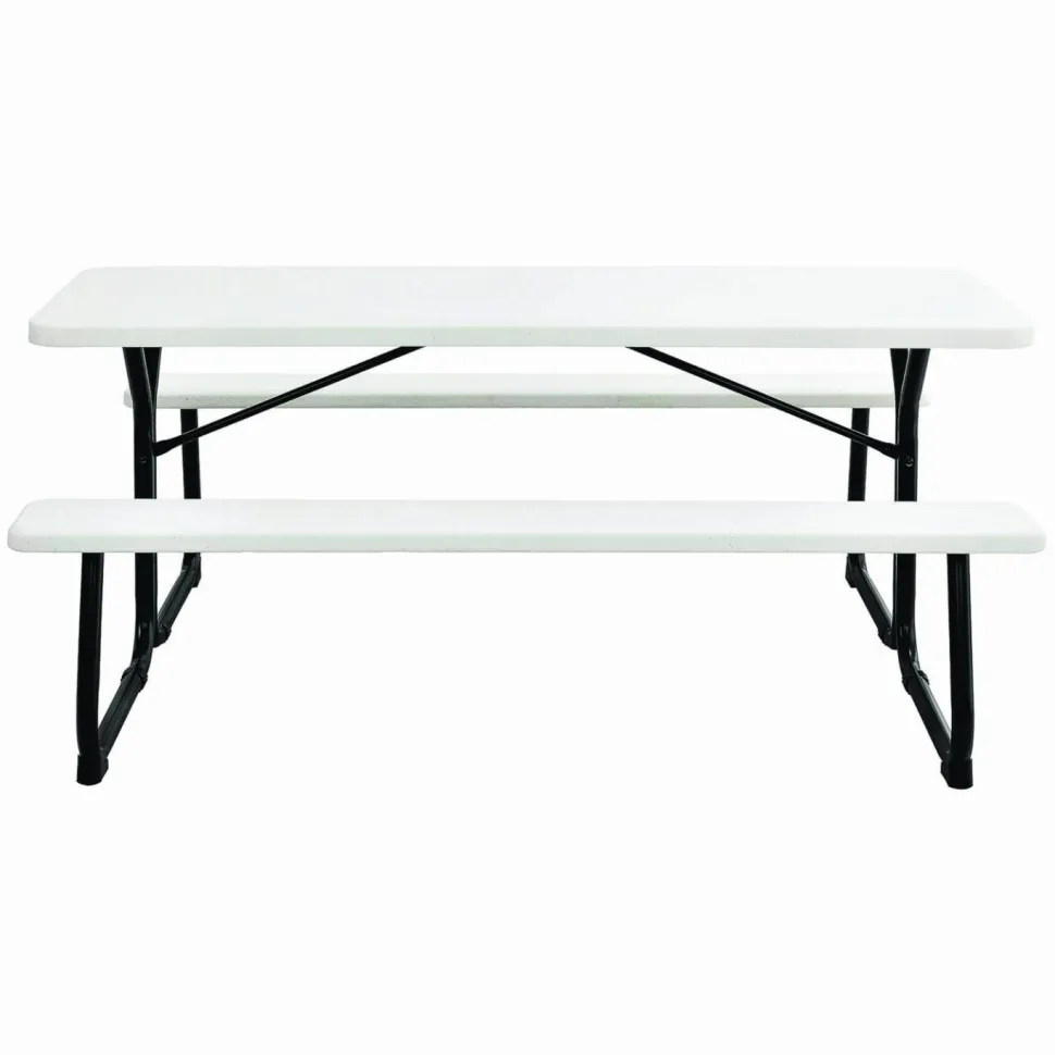 Global Industrial Blow-Molded Plastic Picnic Table, Rectangular, 72 x 60 x 30, White Top, White Base/Legs