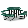 Global Industrial Expanded Steel Picnic Table, Round, 46" Dia x 29.5"h, Green Top, Green Base/Legs