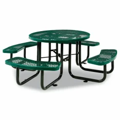 Global Industrial Expanded Steel Picnic Table, Round, 46" Dia x 29.5"h, Green Top, Green Base/Legs