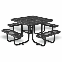 Global Industrial Expanded Steel Picnic Table, Square, 81 x 81 x 29.5, Black Top, Black Base/Legs
