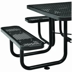Global Industrial Expanded Steel Picnic Table, Square, 81 x 81 x 29.5, Black Top, Black Base/Legs