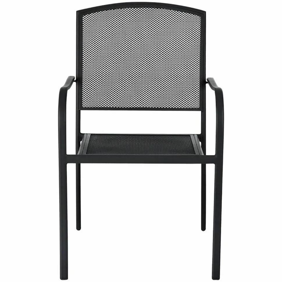 Global Industrial Interion Mesh Cafe Table and Chair Sets, Square, 48 x 48 x 29, Black Top, Black Base/Legs