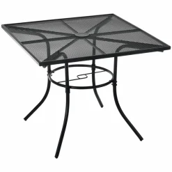 Global Industrial Interion Mesh Cafe Table and Chair Sets, Square, 48 x 48 x 29, Black Top, Black Base/Legs