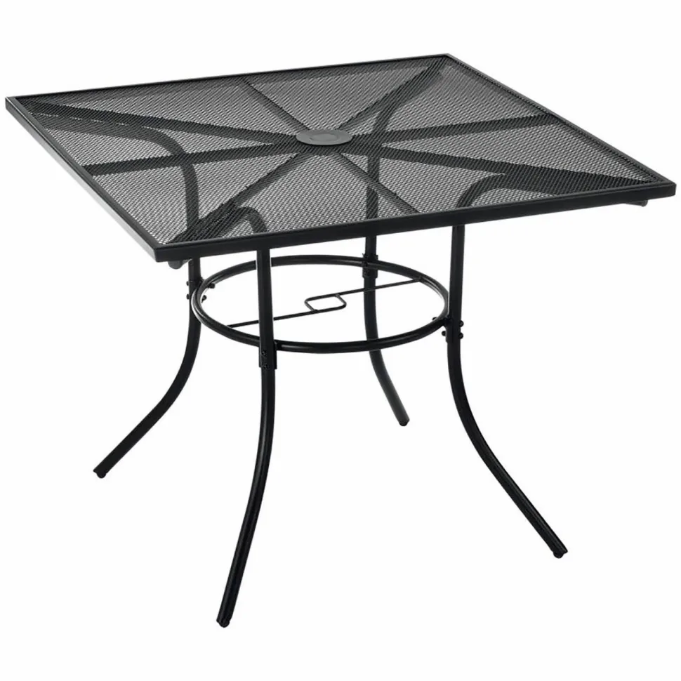 Global Industrial Interion Mesh Cafe Table and Chair Sets, Square, 48 x 48 x 29, Black Top, Black Base/Legs