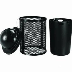 Global Industrial Outdoor Diamond Industrial Steel Trash Can, 36 gal, Black