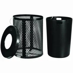 Global Industrial Outdoor Diamond Steel Trash Can, 36 gal, Black