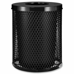 Global Industrial Outdoor Diamond Steel Trash Can, 36 gal, Black