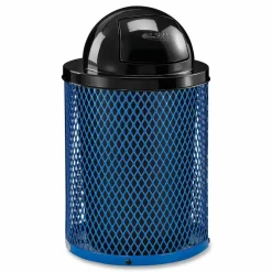 Global Industrial Outdoor Diamond Steel Trash Can, 36 gal, Dome Lid, Blue