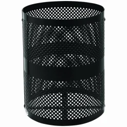 Global Industrial Outdoor Perforated Steel Trash Can with Dome Lid, 36 gal, Steel, Black