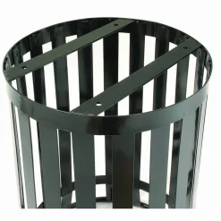 Global Industrial Outdoor Slatted Steel Trash Can, 36 gal, Black