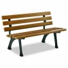 Global Industrial Recycled Plastic Benches with Back, 48" x 23" x 28", Tan Seat/Back, Black Base