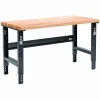 Global Industrial Standard Duty Butcher Block Top Adjustable Height Workbench, 2,000 lbs, 60 x 30 x 30.88 to 36.88, Black
