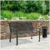 Global Industrial Steel Slat Benches with Back, 48" x 27" x 31", Black Seat/Back, Black Base