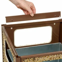 Global Industrial Stone Panel All Weather Trash Receptacle Urn, Open Ashtray Top, 24 gal, Steel, Brown