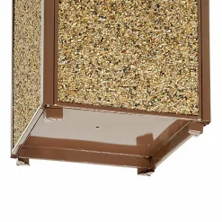 Global Industrial Stone Panel All Weather Trash Receptacle Urn, Open Ashtray Top, 24 gal, Steel, Brown
