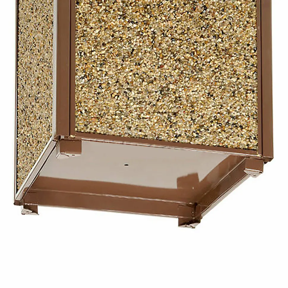 Global Industrial Stone Panel All Weather Trash Receptacle Urn, Open Ashtray Top, 24 gal, Steel, Brown
