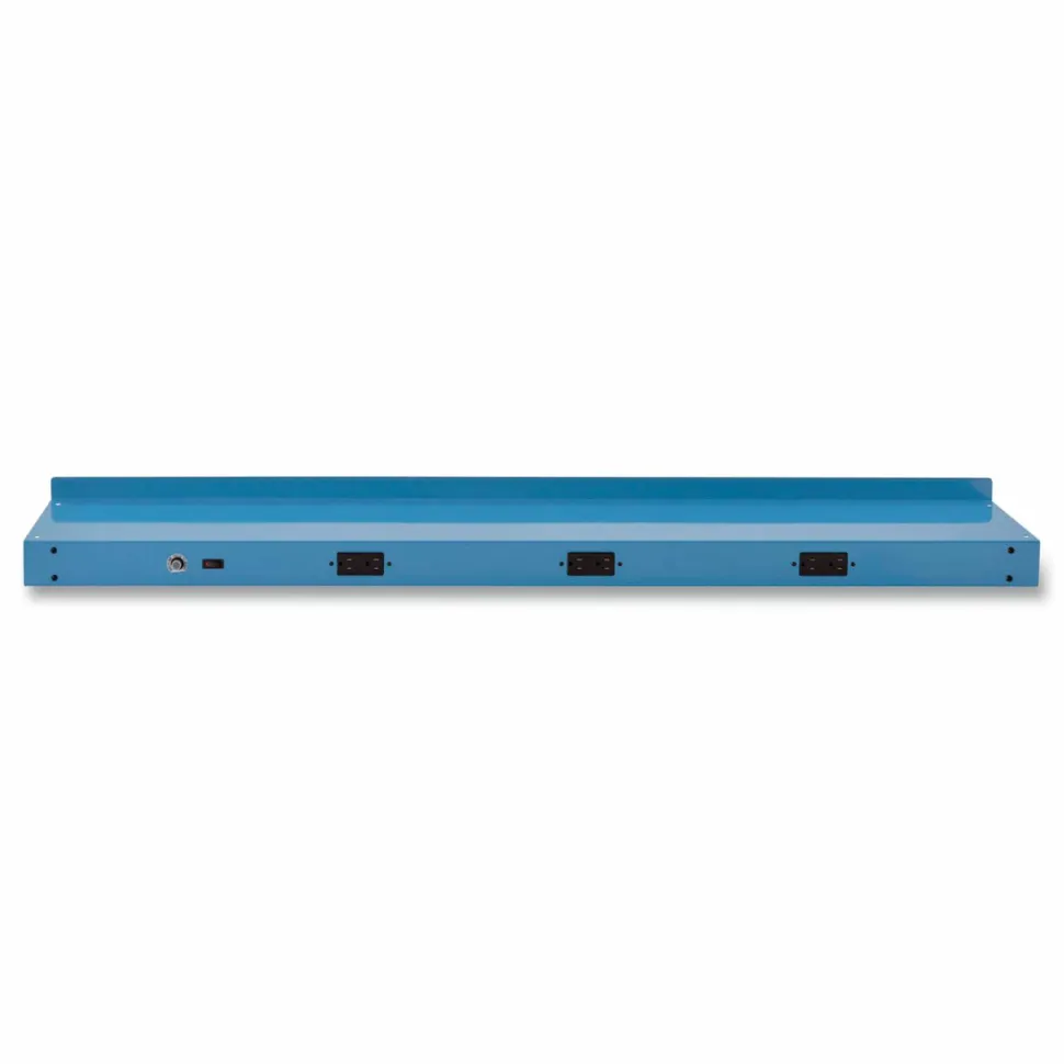 Global Industrial Upper Workbench Shelf, 3 Duplex Outlets, For Use With 72" Wide Workbenches, 100 lb Weight Capacity