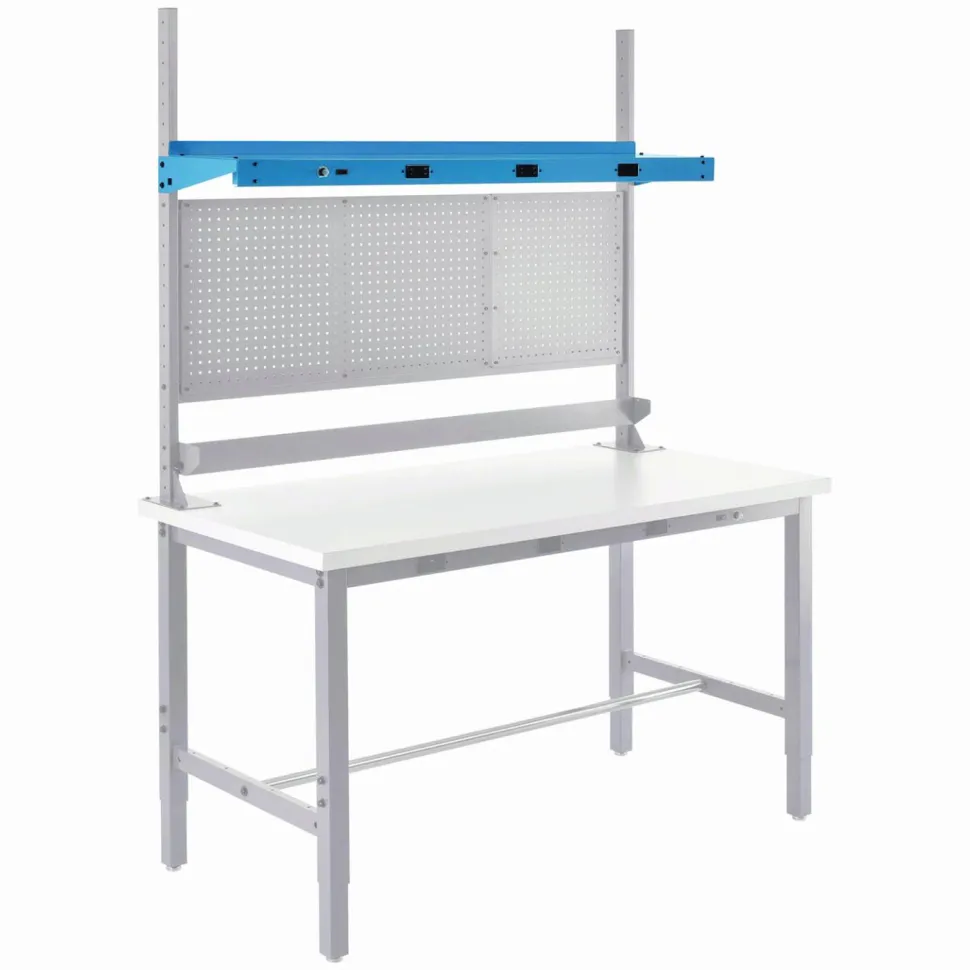 Global Industrial Upper Workbench Shelf, 3 Duplex Outlets, For Use With 72" Wide Workbenches, 100 lb Weight Capacity