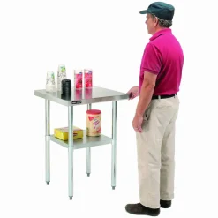 Global Industrial Work Table with Undershelf, Square, 30 x 30 x 35, Silver Top, Silver Base/Legs