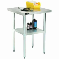 Global Industrial Work Table with Undershelf, Square, 30 x 30 x 35, Silver Top, Silver Base/Legs