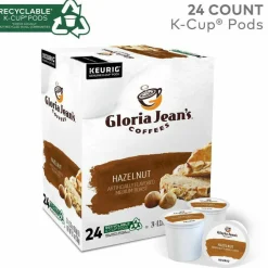 Gloria Jean's Hazelnut Coffee K-Cups, Medium Roast, 24/Box