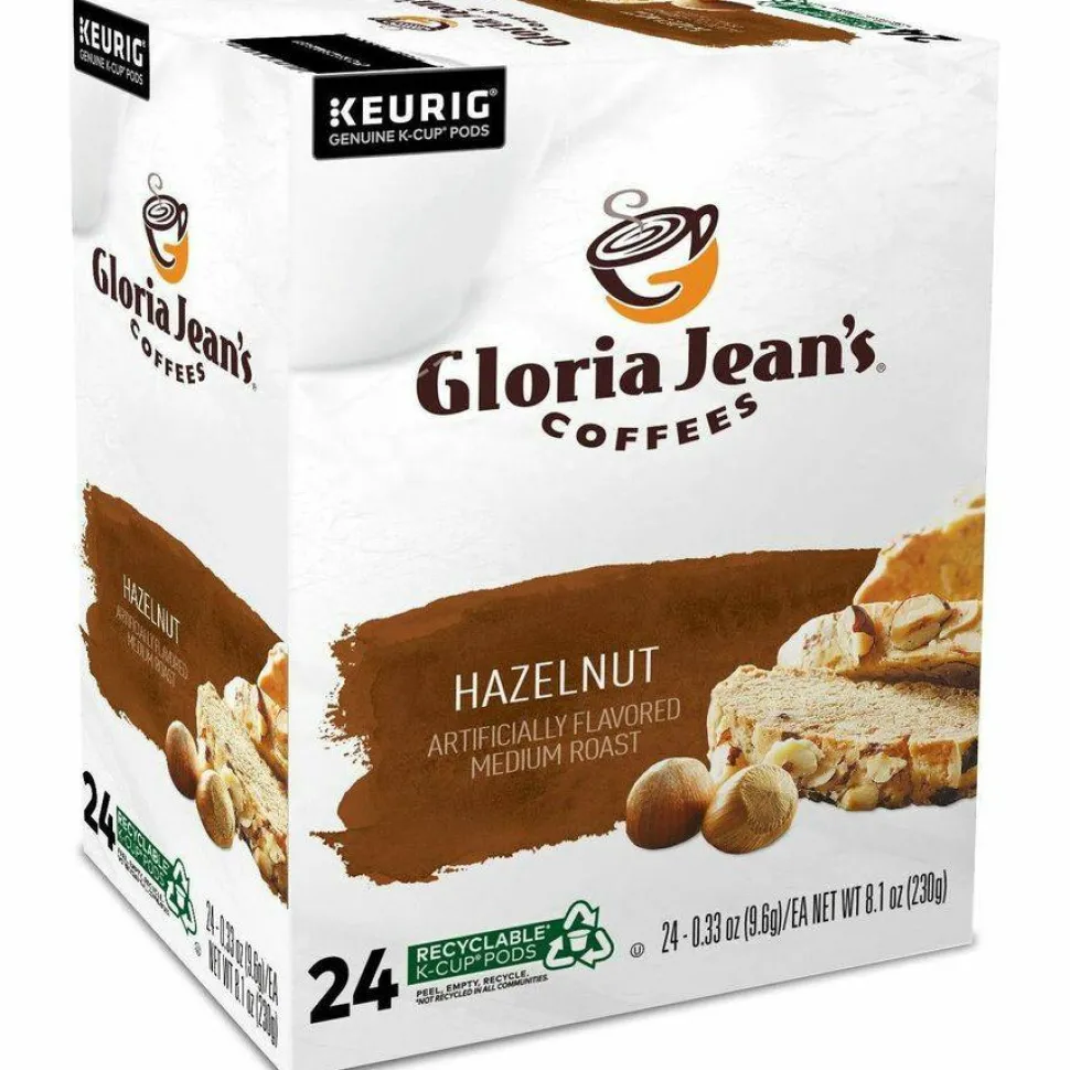 Gloria Jean's Hazelnut Coffee K-Cups, Medium Roast, 24/Box