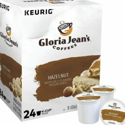 Gloria Jean's Hazelnut Coffee K-Cups, Medium Roast, 24/Box