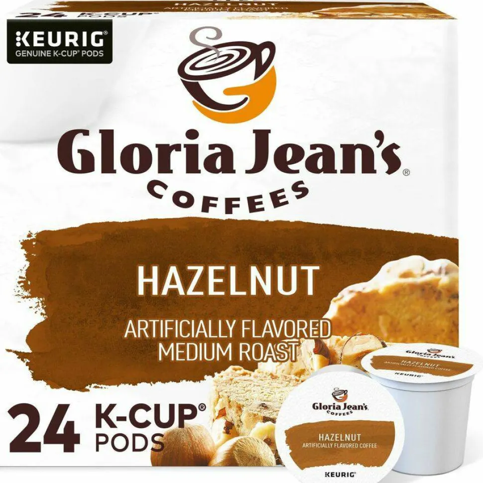 Gloria Jean's Hazelnut Coffee K-Cups, Medium Roast, 24/Box