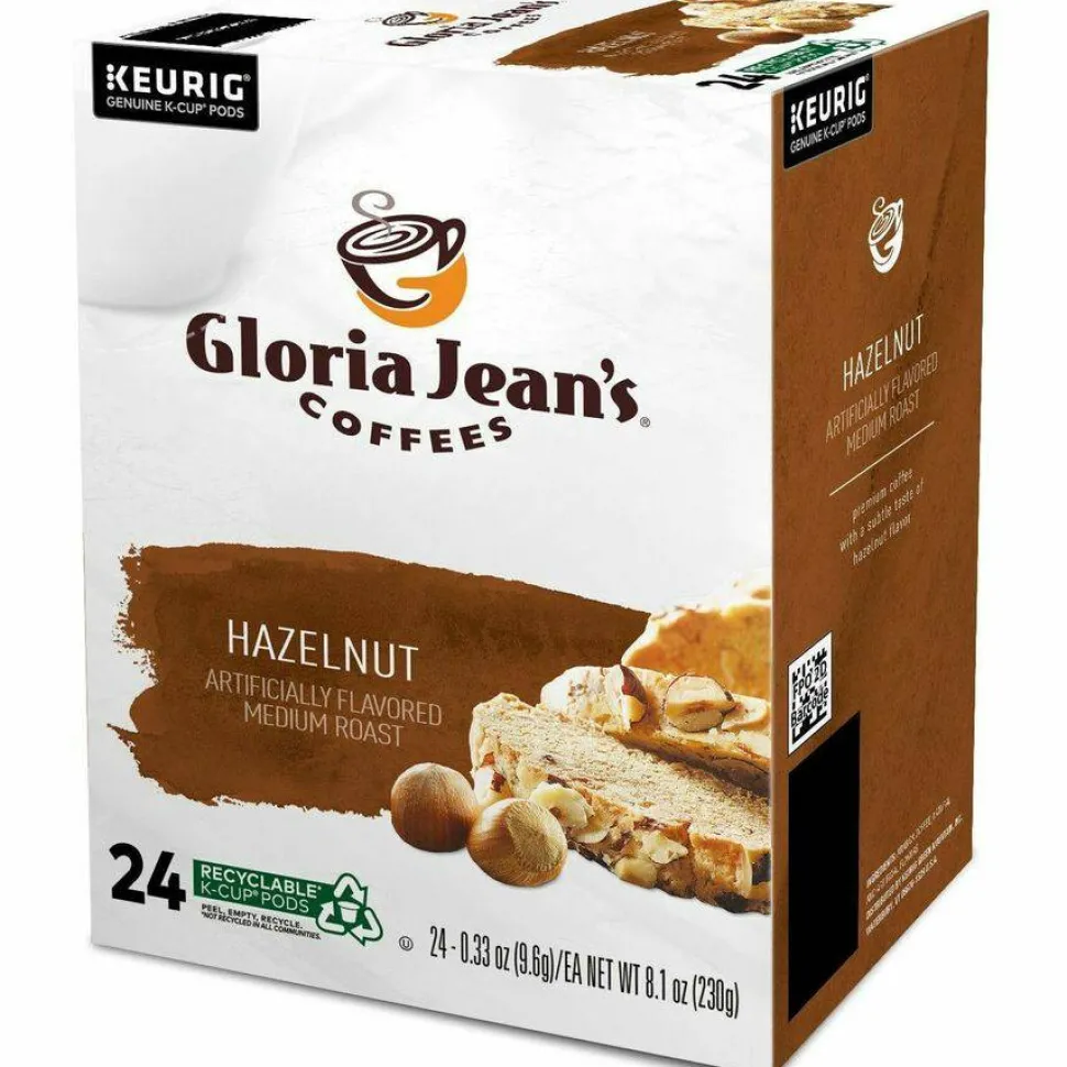 Gloria Jean's Hazelnut Coffee K-Cups, Medium Roast, 24/Box