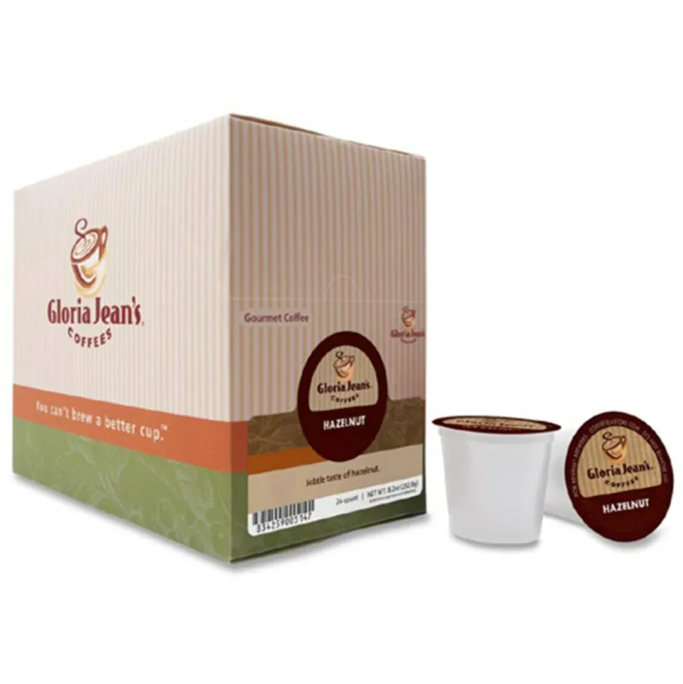 Gloria Jean's Hazelnut Coffee K-Cups, Medium Roast, 24/Box