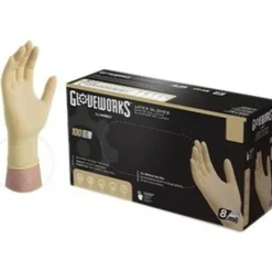 Gloveworks Ivory Latex Powder-Free Industrial Gloves, XL, White, 100 Gloves Per Box