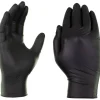 Gloveworks Nitrile Industrial Powder-Free Disposable Gloves, Extra Large, Black, Box Of 100 Gloves