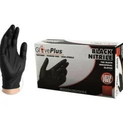 Gloveworks Nitrile Industrial Powder-Free Disposable Gloves, Extra Large, Black, Box Of 100 Gloves