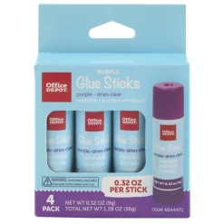 Glue Sticks, 0.32 Oz, Purple, Pack Of 4 Glue Sticks