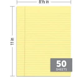 Glue-Top Legal Pads, 8-1/2" x 11", Legal Ruled, 50 Sheets, Canary, Pack Of 12 Pads
