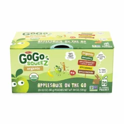 GoGo Squeez Fruit On The Go, Variety Applesauce, 3.2 oz Pouch, 20/Carton