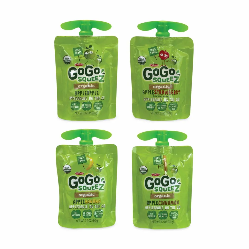 GoGo Squeez Fruit On The Go, Variety Applesauce, 3.2 oz Pouch, 20/Carton
