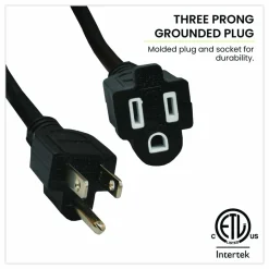 GoGreen Power 14 AWG Lighted End Heavy-Duty Extension Cord, 50 ft, 15 A, Black