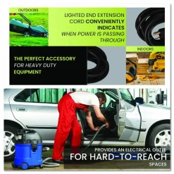 GoGreen Power 14 AWG Lighted End Heavy-Duty Extension Cord, 50 ft, 15 A, Black