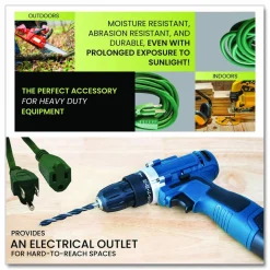 GoGreen Power 16 AWG Outdoor Extension Cord, 80 ft, 10 A, Green