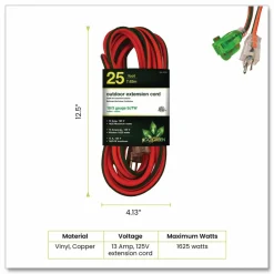 GoGreen Power 16 AWG Outdoor Extension Cord, 25 ft, 13 A, Orange