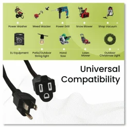 GoGreen Power 16 AWG Outdoor Extension Cord, 25 ft, 13 A, Black